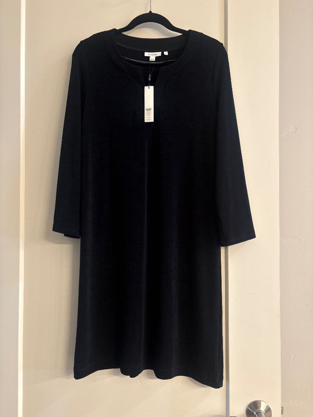 Chico Travelers Black Classic 3/4 sleeve Dress,Chicos size 1 (8)